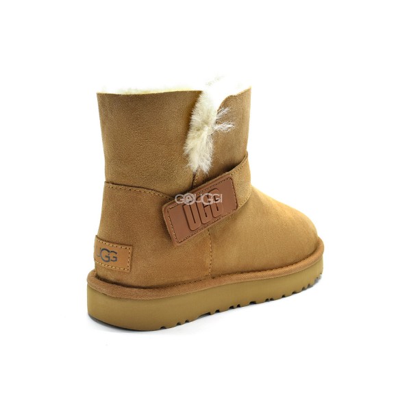 Ugg Mini Bailey Graphic Logo Suede Chestnut