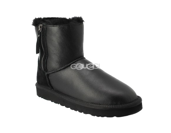 Mini Double ZIP Metallic Black