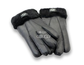 меховые перчатки мужские Leather Black