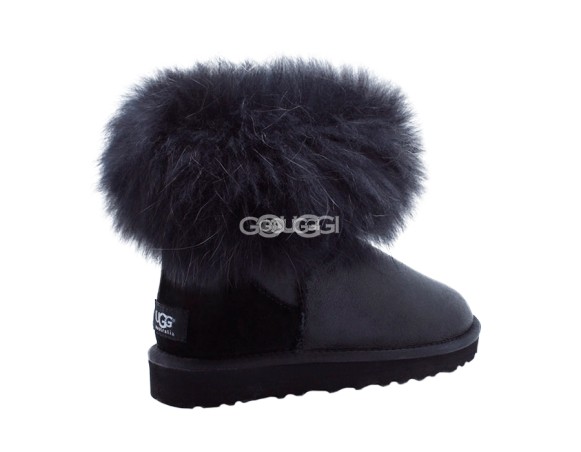 Mini Fox Fur Metallic Black
